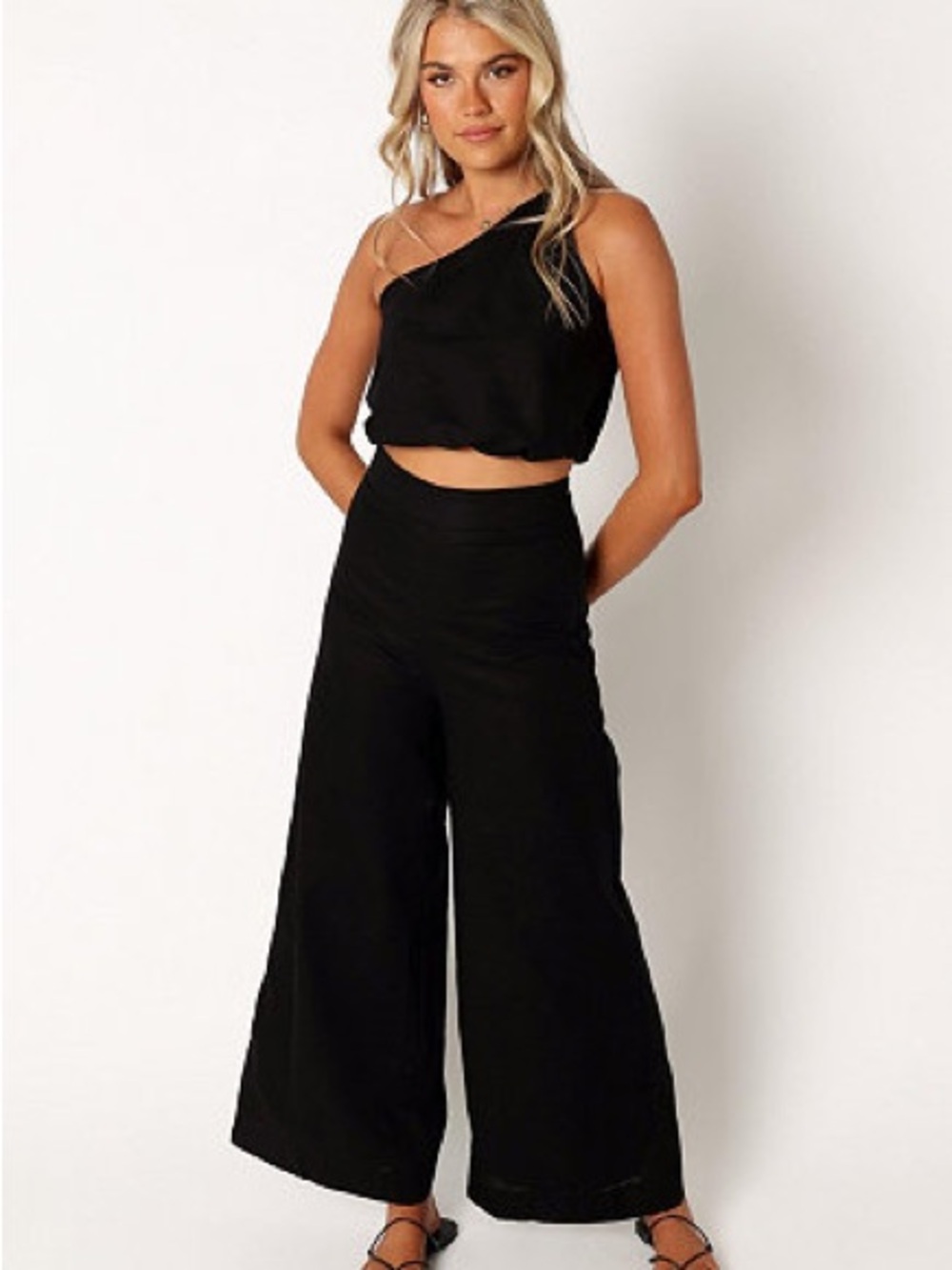 Petal & Pup Black Wide-Leg High-Waist Pants